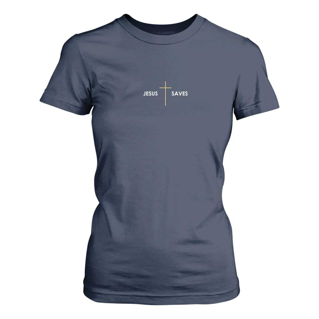 Jesus Saves T Shirt For Women Cross Subtle Christian Minimal Religious Faith
