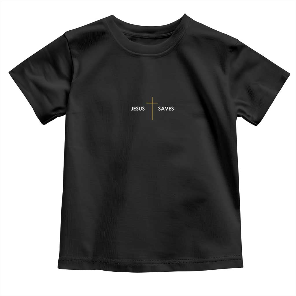 Jesus Saves Toddler T Shirt Cross Subtle Christian Minimal Religious Faith TS11 Black Print Your Wear
