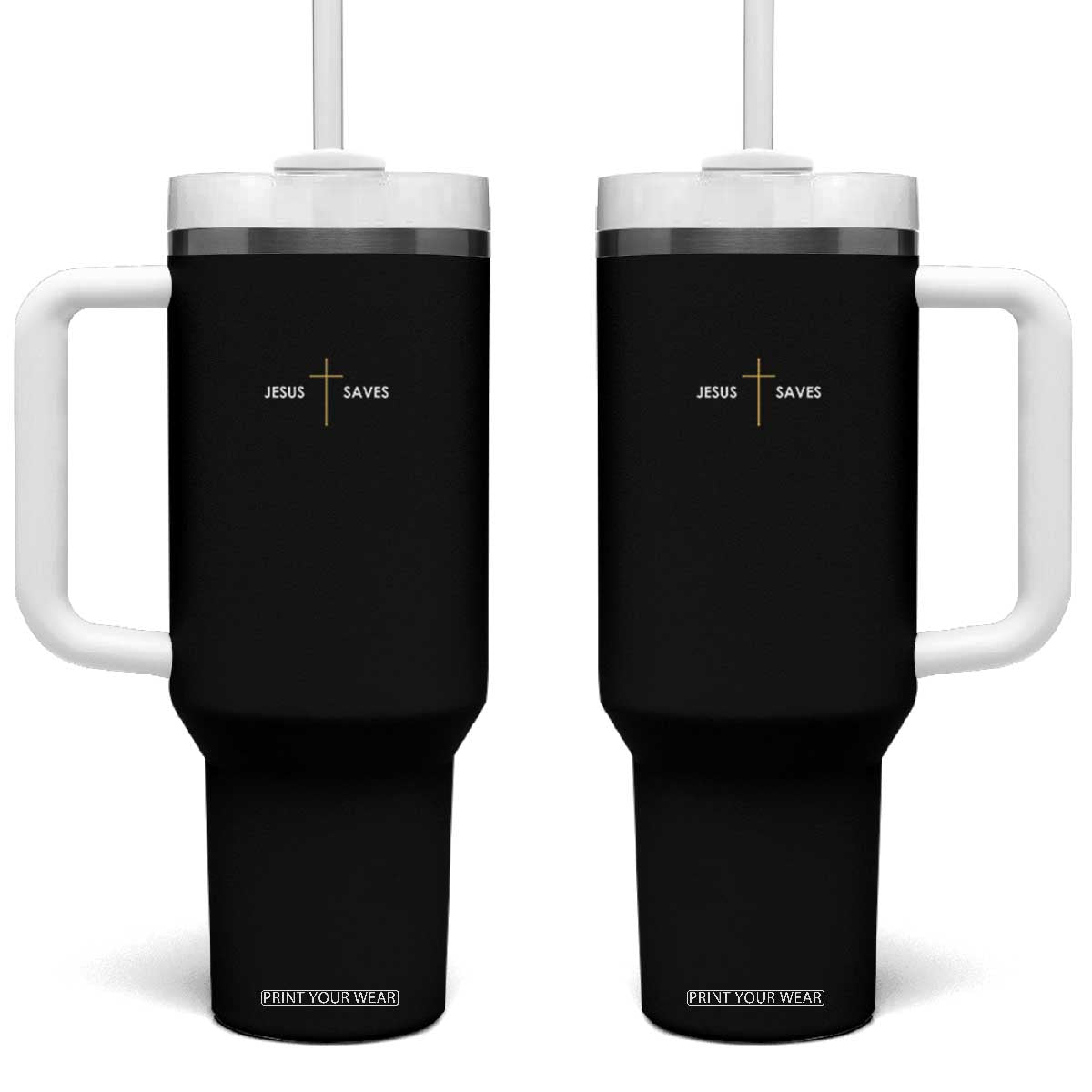 Jesus Saves Tumbler With Handle Cross Subtle Christian Minimal Religious Faith