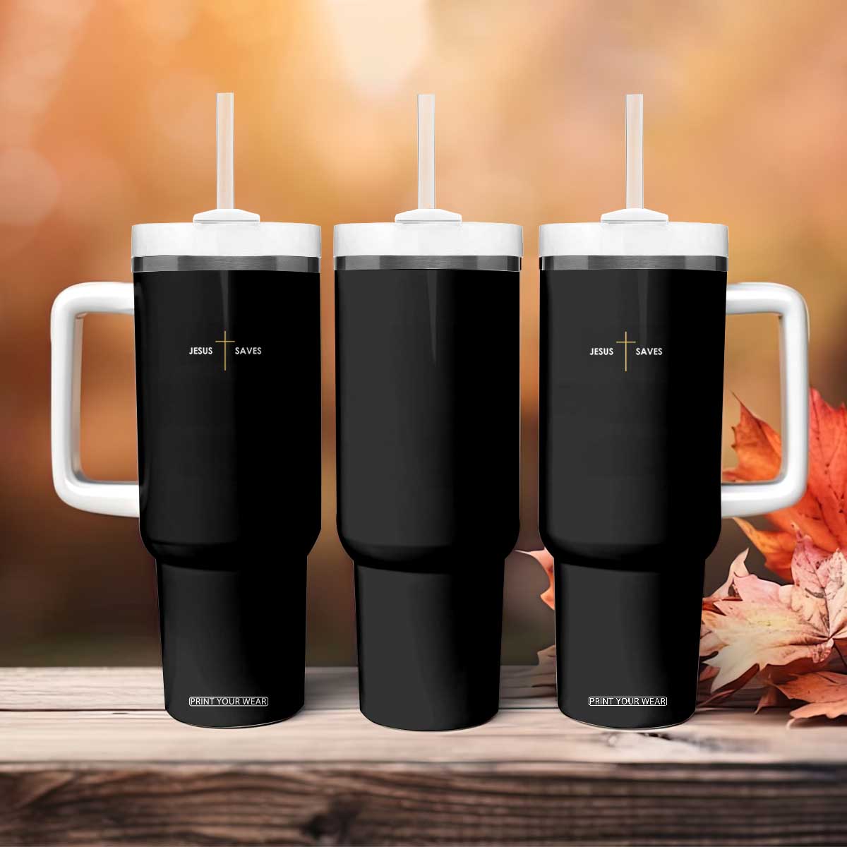 Jesus Saves Tumbler With Handle Cross Subtle Christian Minimal Religious Faith