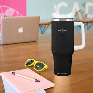 Jesus Saves Tumbler With Handle Cross Subtle Christian Minimal Religious Faith