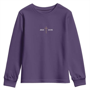 Jesus Saves Youth Sweatshirt Cross Subtle Christian Minimal Religious Faith