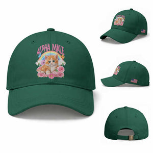Alpha Male Funny Cat Baseball Cap Vintage 90s Kitten Rainbow Floral Butterflies