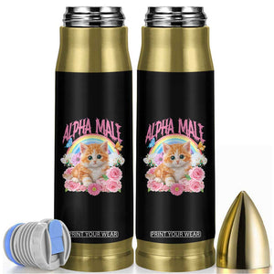 Alpha Male Funny Cat Bullet Tumbler Vintage 90s Kitten Rainbow Floral Butterflies