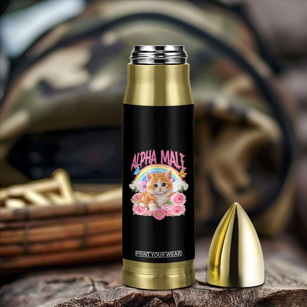 Alpha Male Funny Cat Bullet Tumbler Vintage 90s Kitten Rainbow Floral Butterflies