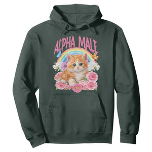 Alpha Male Funny Cat Hoodie Vintage 90s Kitten Rainbow Floral Butterflies