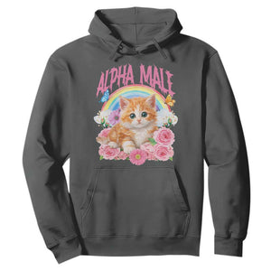 Alpha Male Funny Cat Hoodie Vintage 90s Kitten Rainbow Floral Butterflies