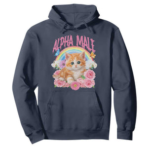 Alpha Male Funny Cat Hoodie Vintage 90s Kitten Rainbow Floral Butterflies