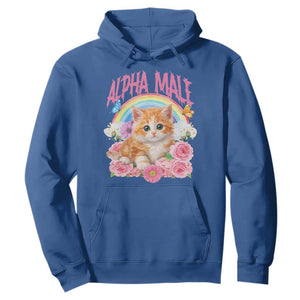 Alpha Male Funny Cat Hoodie Vintage 90s Kitten Rainbow Floral Butterflies