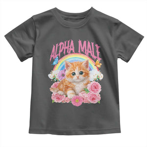 Alpha Male Funny Cat Toddler T Shirt Vintage 90s Kitten Rainbow Floral Butterflies