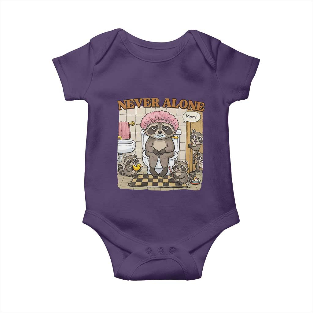 Never Alone Raccoon Mom Baby Onesie Funny Mama Life Mothers Day TS11 Purple Print Your Wear