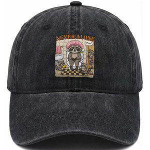 Never Alone Raccoon Mom Washed Cotton Baseball Cap Funny Mama Life Mothers Day TS11 Print Your Wear