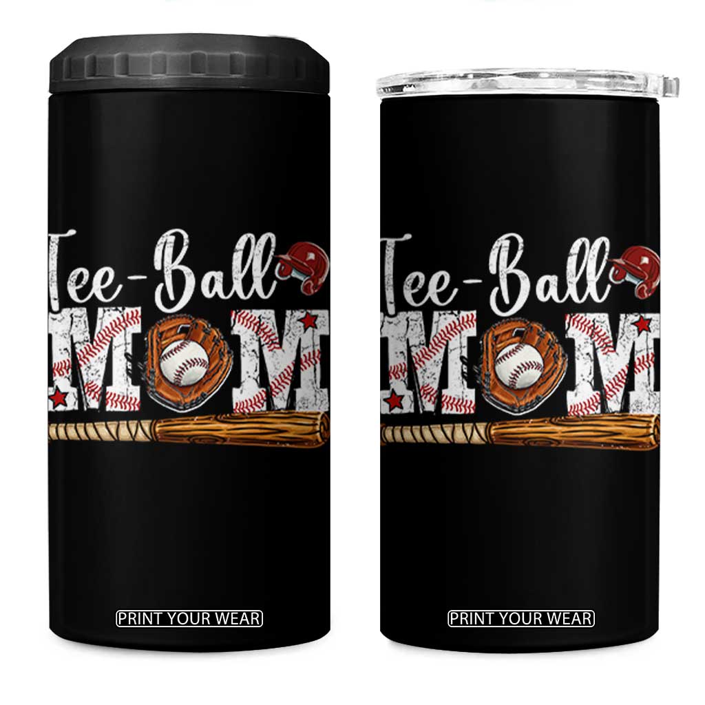 Baseball Mom 4 in 1 Can Cooler Tumbler Tee Ball Mama Funny Mother's Day TS11 One Size: 16 oz Black Print Your Wear