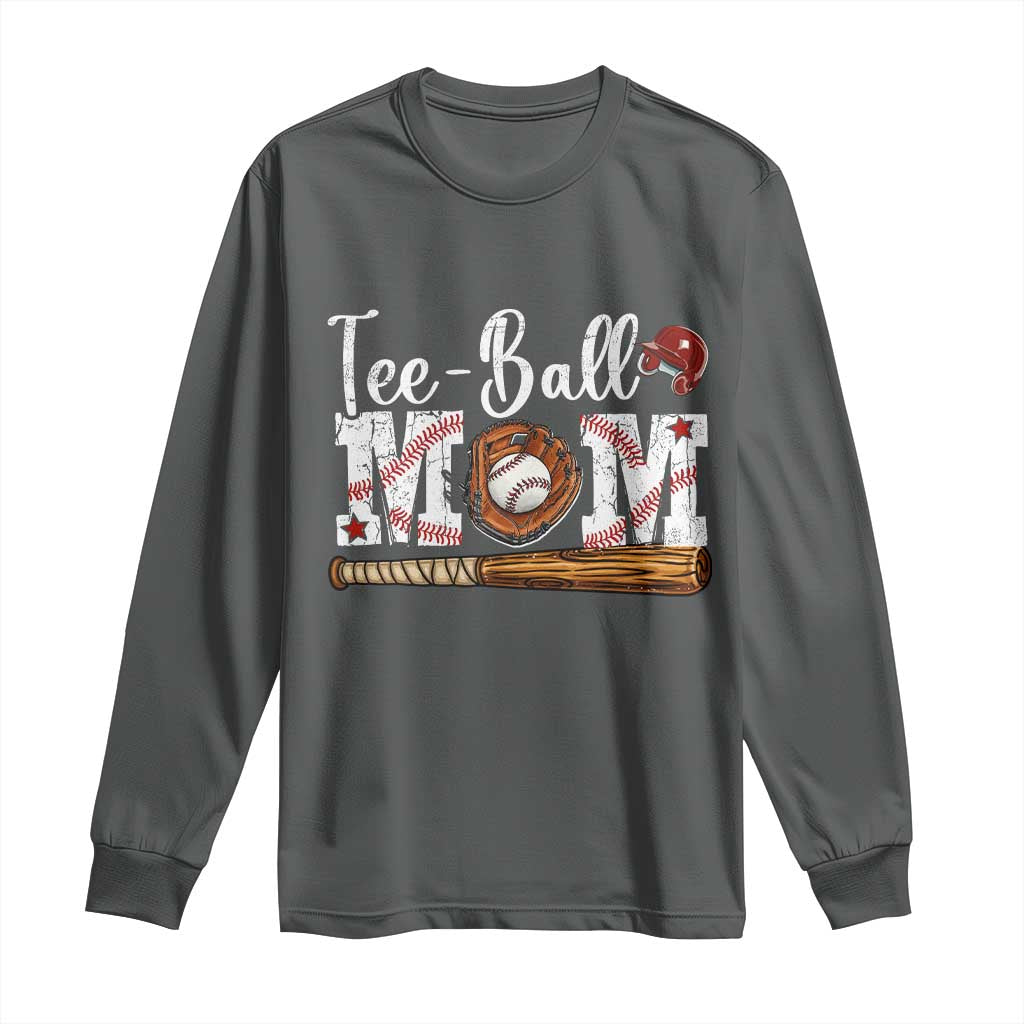 Baseball Mom Long Sleeve Shirt Tee Ball Mama Funny Mother's Day TS11 Dark Heather Print Your Wear