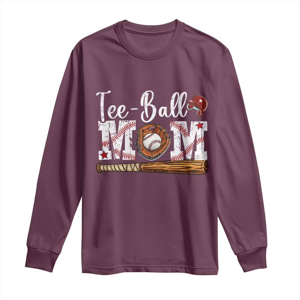 Baseball Mom Long Sleeve Shirt Tee Ball Mama Funny Mother's Day TS11 Maroon Print Your Wear