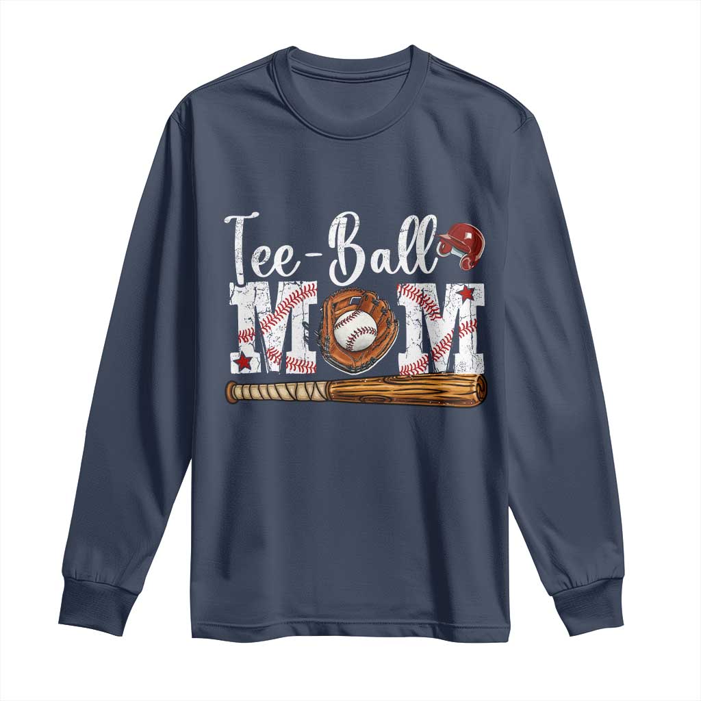 Baseball Mom Long Sleeve Shirt Tee Ball Mama Funny Mother's Day TS11 Navy Print Your Wear