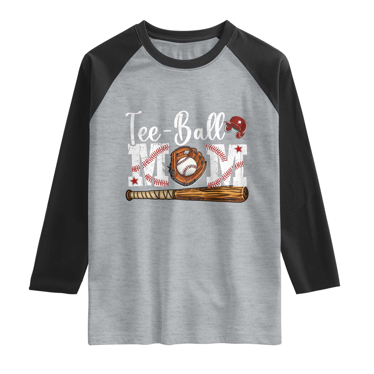Baseball Mom Raglan Shirt Tee Ball Mama Funny Mother's Day TS11 Heather Gray Black Print Your Wear
