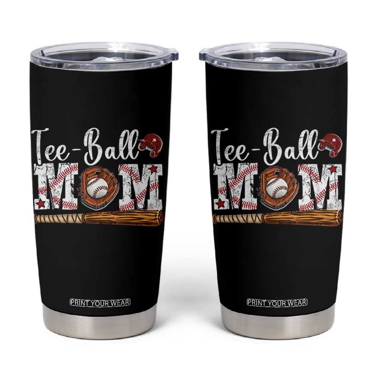Baseball Mom Tumbler Cup Tee Ball Mama Funny Mother's Day TS11 Black Print Your Wear
