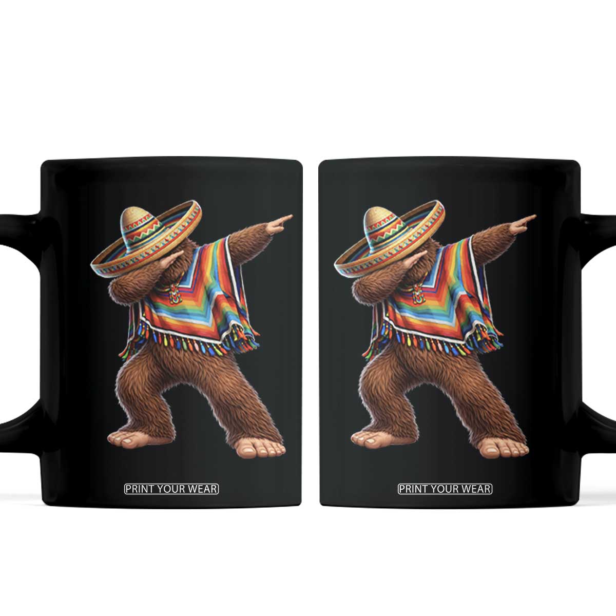 Mexican Bigfoot Dabbing Cinco de Mayo Funny Fiesta Coffee Mug TS11 Black Print Your Wear