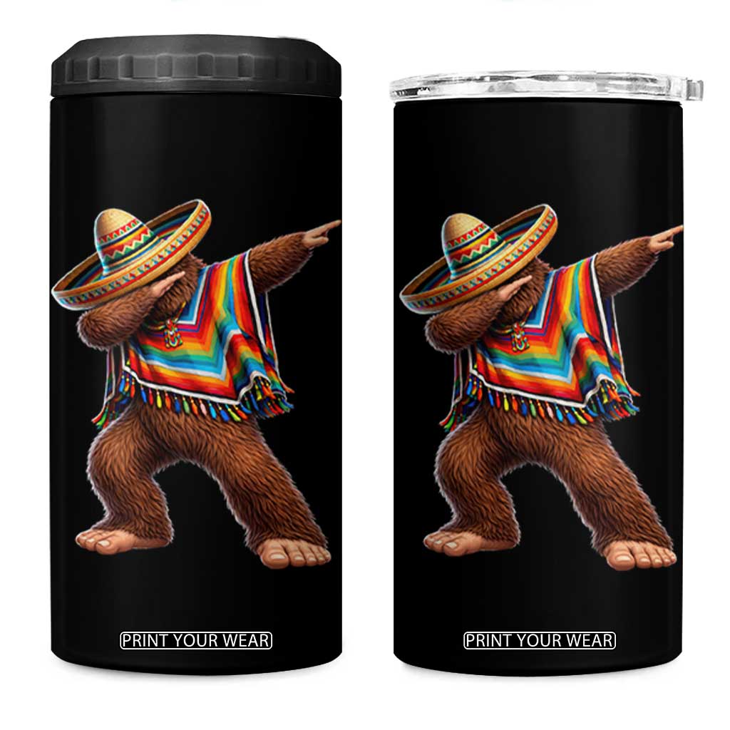 Mexican Bigfoot Dabbing Cinco de Mayo Funny Fiesta 4 in 1 Can Cooler Tumbler TS11 One Size: 16 oz Black Print Your Wear