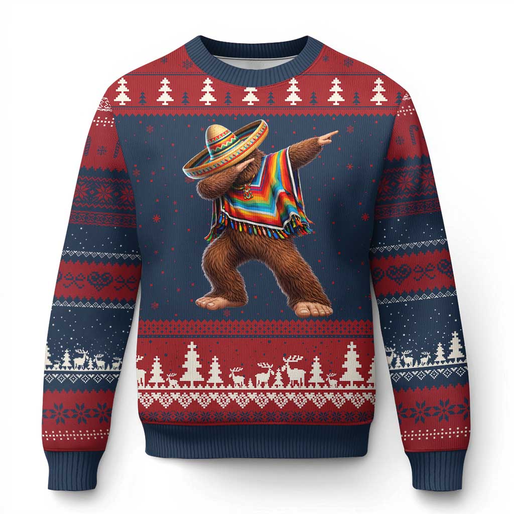 Mexican Bigfoot Dabbing Cinco de Mayo Funny Fiesta Ugly Christmas Sweater TS11 Navy Red Print Your Wear