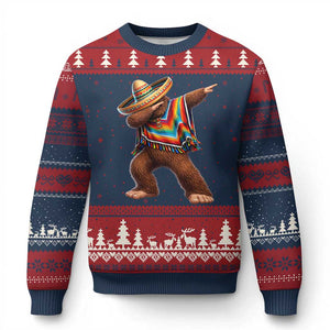 Mexican Bigfoot Dabbing Cinco de Mayo Funny Fiesta Ugly Christmas Sweater TS11 Navy Red Print Your Wear