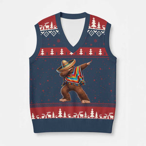 Mexican Bigfoot Dabbing Cinco de Mayo Funny Fiesta V-Neck Knit Sweater Vest TS11 Navy Red Print Your Wear