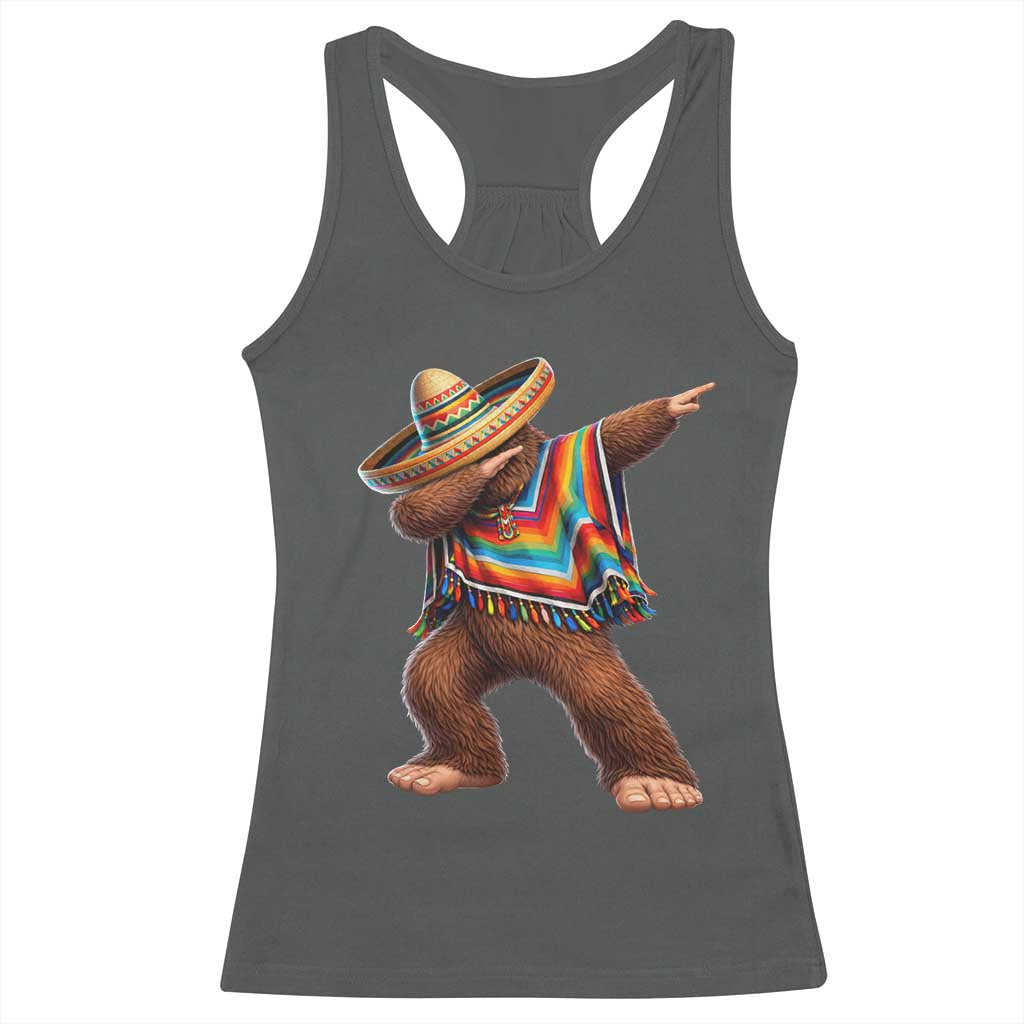Mexican Bigfoot Dabbing Cinco de Mayo Funny Fiesta Racerback Tank Top TS11 Dark Heather Print Your Wear