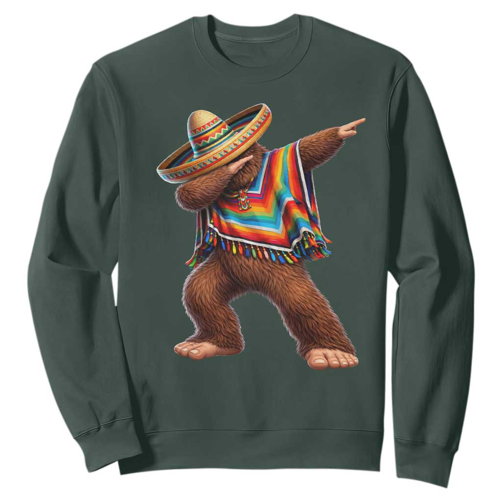 Mexican Bigfoot Dabbing Cinco de Mayo Funny Fiesta Sweatshirt TS11 Dark Forest Green Print Your Wear