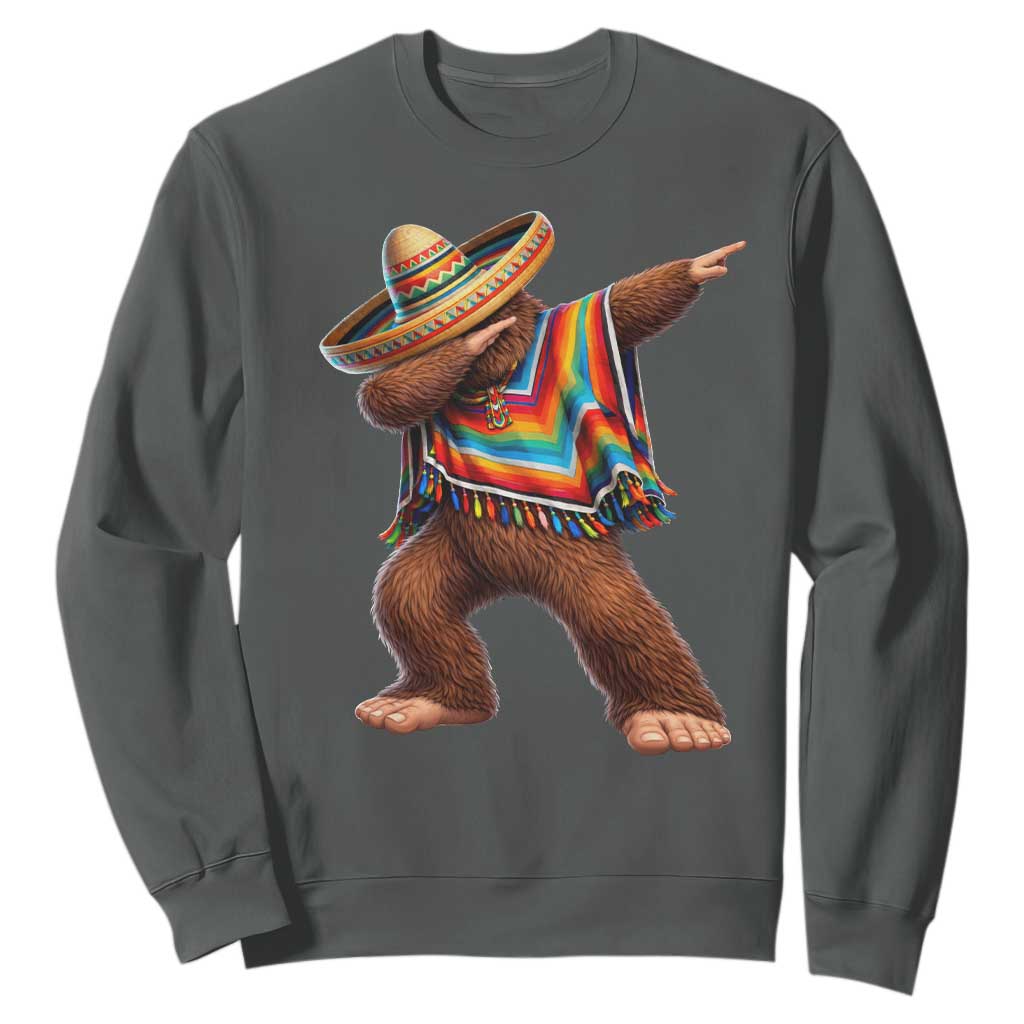 Mexican Bigfoot Dabbing Cinco de Mayo Funny Fiesta Sweatshirt TS11 Dark Heather Print Your Wear
