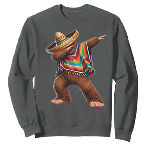 Mexican Bigfoot Dabbing Cinco de Mayo Funny Fiesta Sweatshirt TS11 Dark Heather Print Your Wear