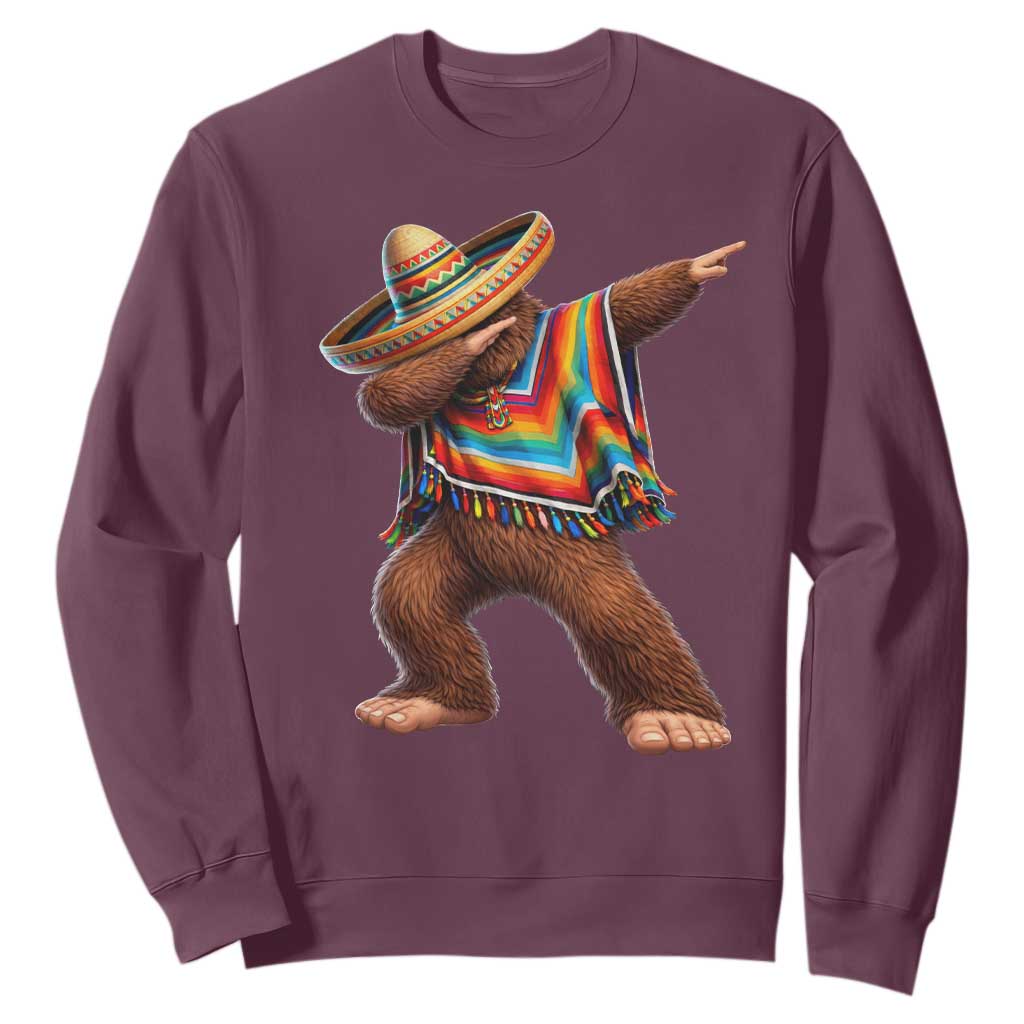 Mexican Bigfoot Dabbing Cinco de Mayo Funny Fiesta Sweatshirt TS11 Maroon Print Your Wear