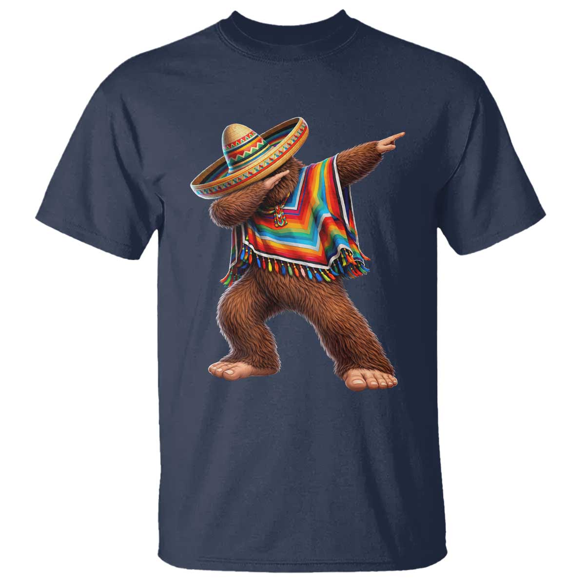 Mexican Bigfoot Dabbing Cinco de Mayo Funny Fiesta T Shirt TS11 Navy Print Your Wear