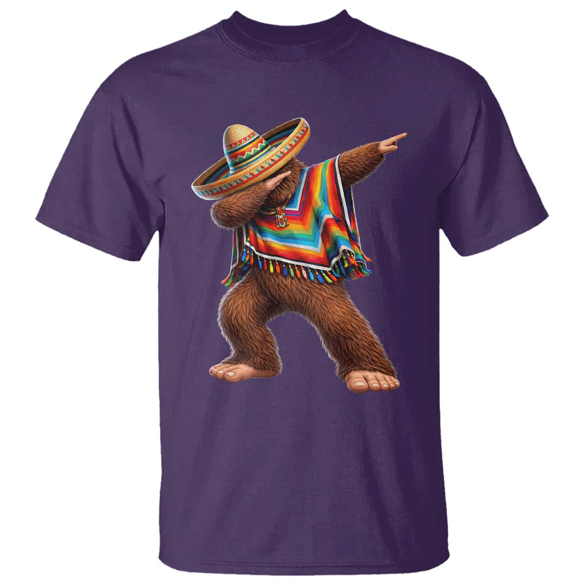 Mexican Bigfoot Dabbing Cinco de Mayo Funny Fiesta T Shirt TS11 Purple Print Your Wear