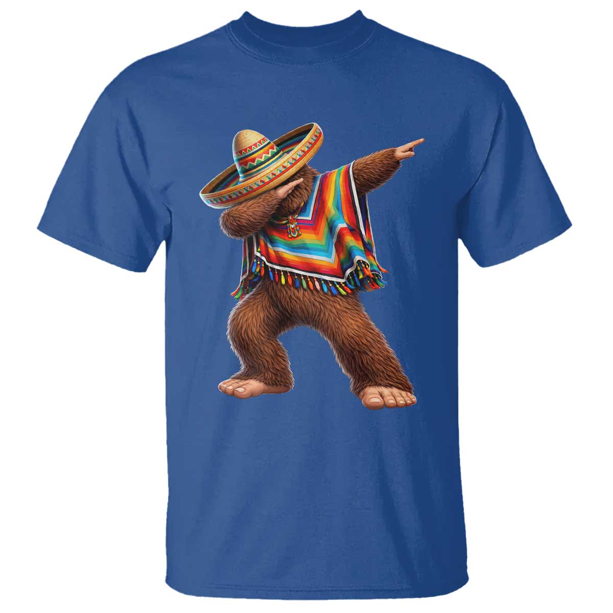 Mexican Bigfoot Dabbing Cinco de Mayo Funny Fiesta T Shirt TS11 Royal Blue Print Your Wear