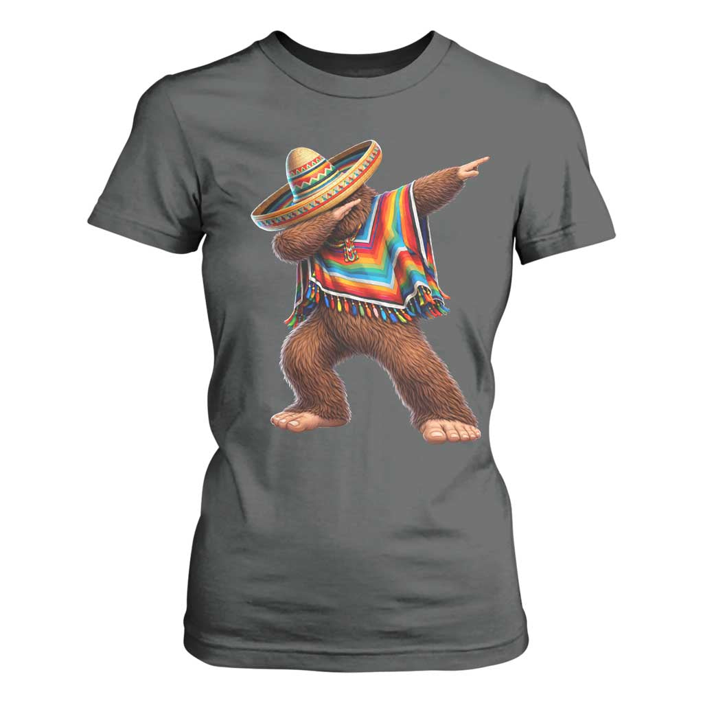 Mexican Bigfoot Dabbing Cinco de Mayo Funny Fiesta T Shirt For Women TS11 Dark Heather Print Your Wear