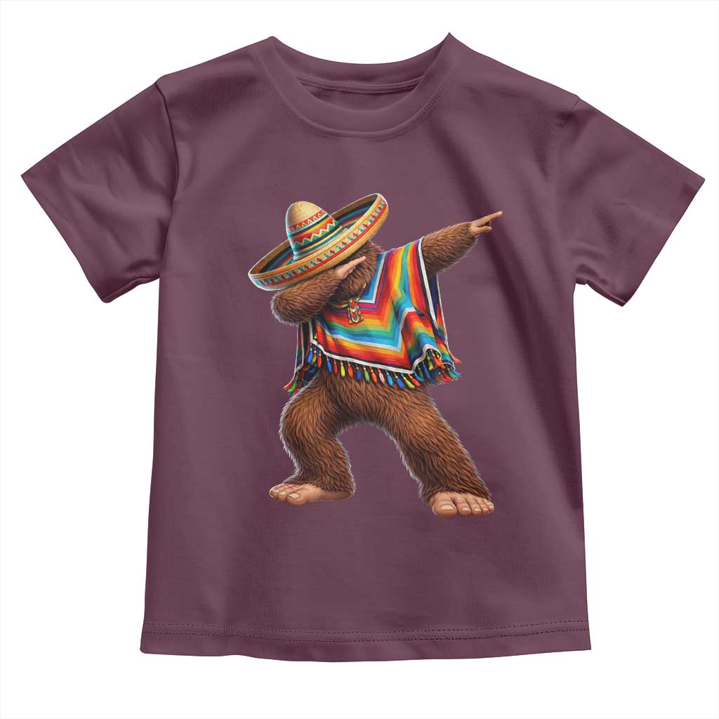 Mexican Bigfoot Dabbing Cinco de Mayo Funny Fiesta Toddler T Shirt TS11 Maroon Print Your Wear