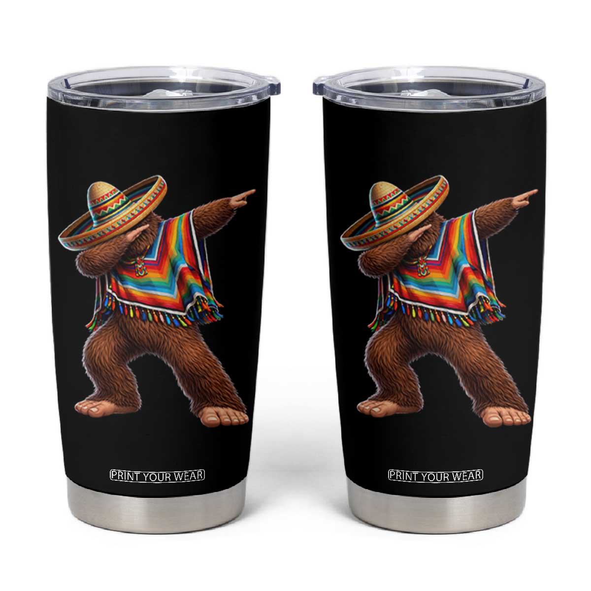 Mexican Bigfoot Dabbing Cinco de Mayo Funny Fiesta Tumbler Cup TS11 Black Print Your Wear
