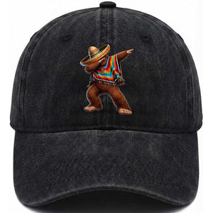 Mexican Bigfoot Dabbing Cinco de Mayo Funny Fiesta Washed Cotton Baseball Cap TS11 Print Your Wear