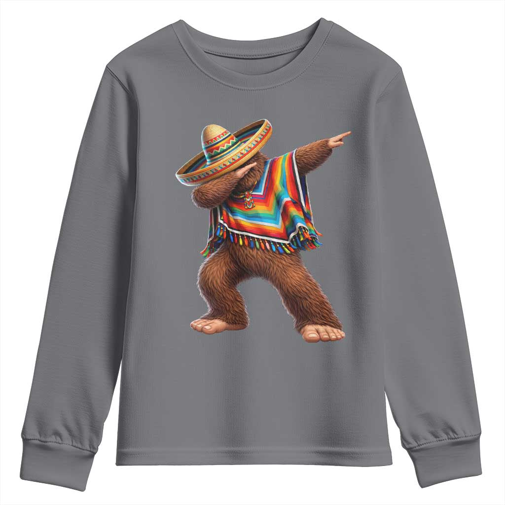 Mexican Bigfoot Dabbing Cinco de Mayo Funny Fiesta Youth Sweatshirt TS11 Charcoal Print Your Wear