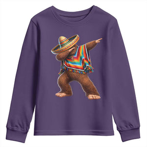 Mexican Bigfoot Dabbing Cinco de Mayo Funny Fiesta Youth Sweatshirt TS11 Purple Print Your Wear