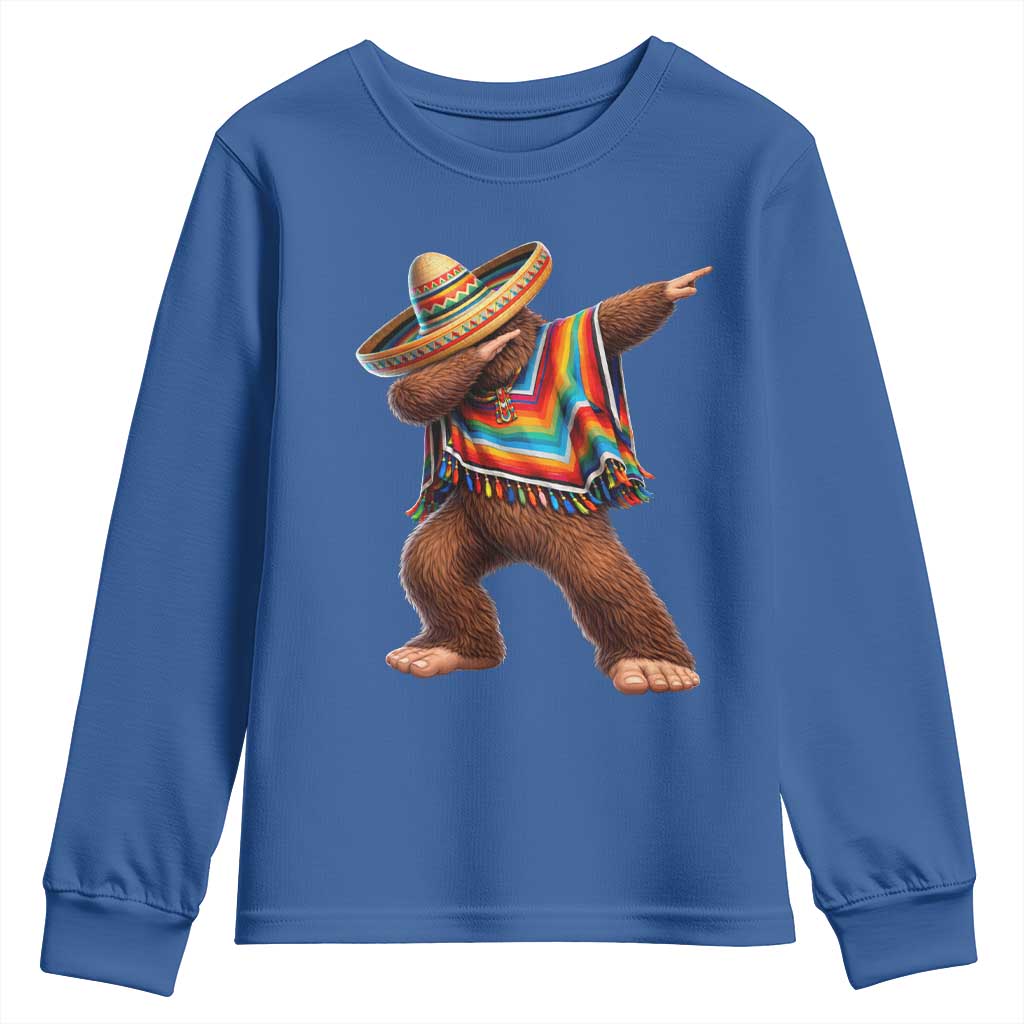 Mexican Bigfoot Dabbing Cinco de Mayo Funny Fiesta Youth Sweatshirt TS11 Royal Blue Print Your Wear