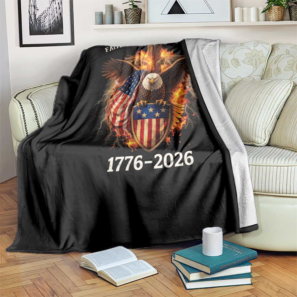 Faith Freedom 250 Years Throw Blanket Christian USA Independence 1776 2026 Bald Eagle TS11 Print Your Wear