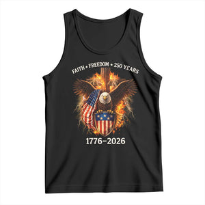 Faith Freedom 250 Years Tank Top Christian USA Independence 1776 2026 Bald Eagle TS11 Black Print Your Wear
