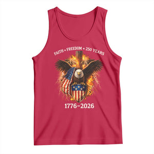Faith Freedom 250 Years Tank Top Christian USA Independence 1776 2026 Bald Eagle TS11 Red Print Your Wear