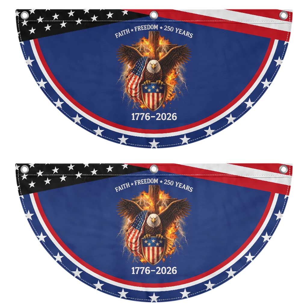 Faith Freedom 250 Years Patriotic Fan Flag Christian USA Independence 1776 2026 Bald Eagle