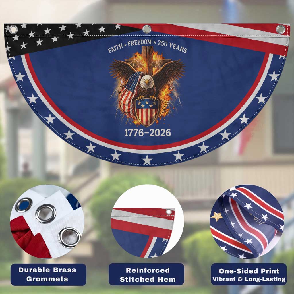Faith Freedom 250 Years Patriotic Fan Flag Christian USA Independence 1776 2026 Bald Eagle