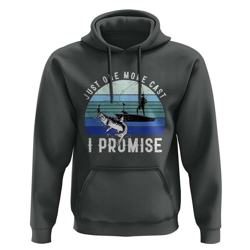 Fishing Hoodie Just One More Cast I Promise TS11 Dark Heather Print Your Wear