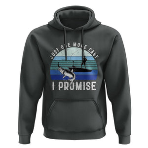 Fishing Hoodie Just One More Cast I Promise TS11 Dark Heather Print Your Wear