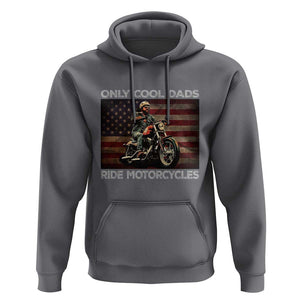 Only Cool Dads Ride Motorcycle Hoodie Vintage USA Flag Father's Day TS11 Charcoal Print Your Wear